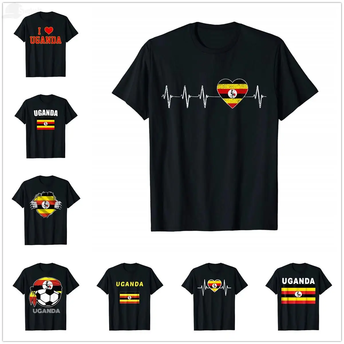 2025 Summer Ugandan Heartbeat I Love Uganda Flag Heart Pulse Distressed T-Shirt For Men Women T Shirt Tops Cotton Tees