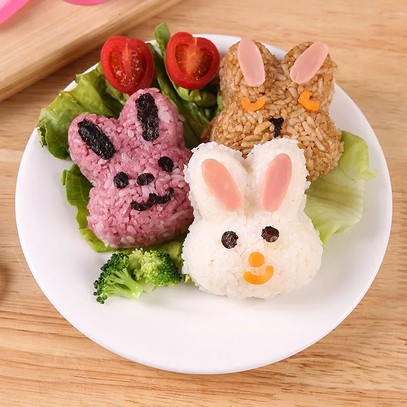 1Set Little rabbit Rice and vegetable roll mould cute diy sushi bento seaweed baby kitchen rice