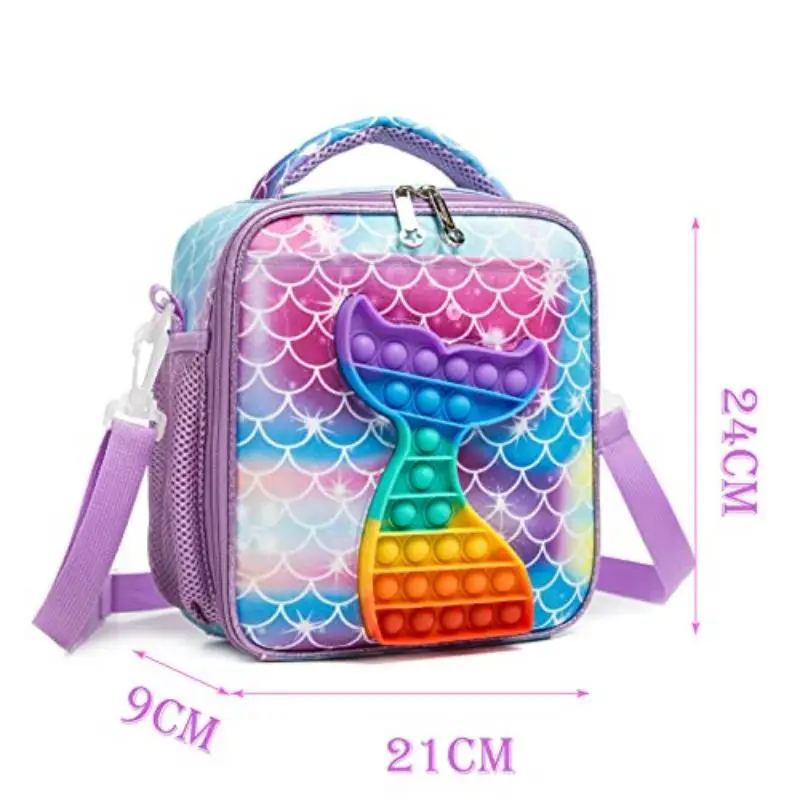 Kids Cooler Bag for Girls Popit Poppers Insulated Kids Lunch Bag Thermal Bag with Strap Kids Lunch Bag for School