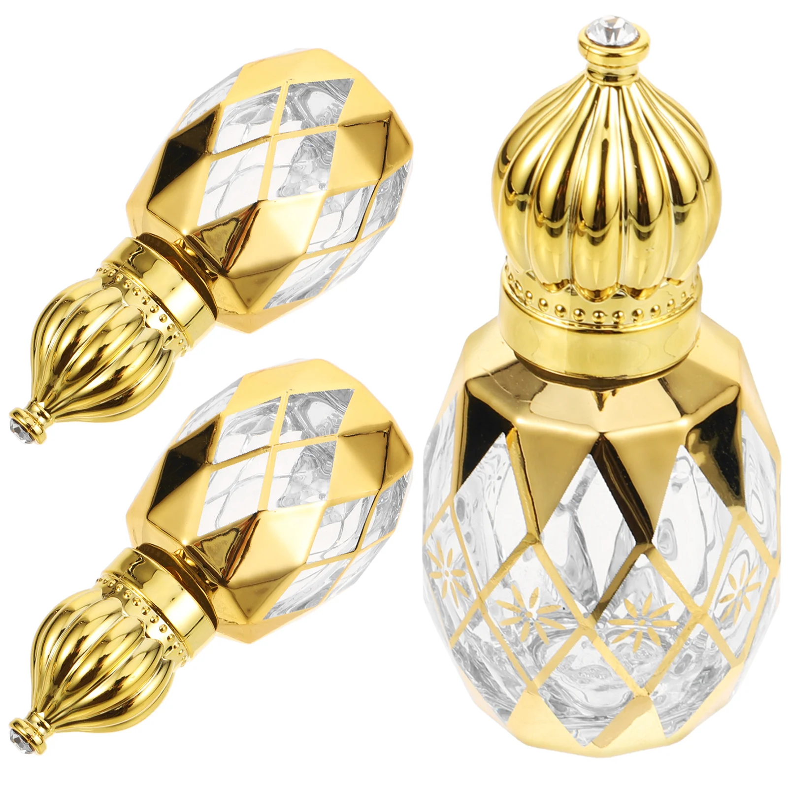 3Pcs Small Perfume Bottles 12ml Refillable Roll on Containers Glass Essential Oil Travel Leak Proof Exquisite Roll on Bottles