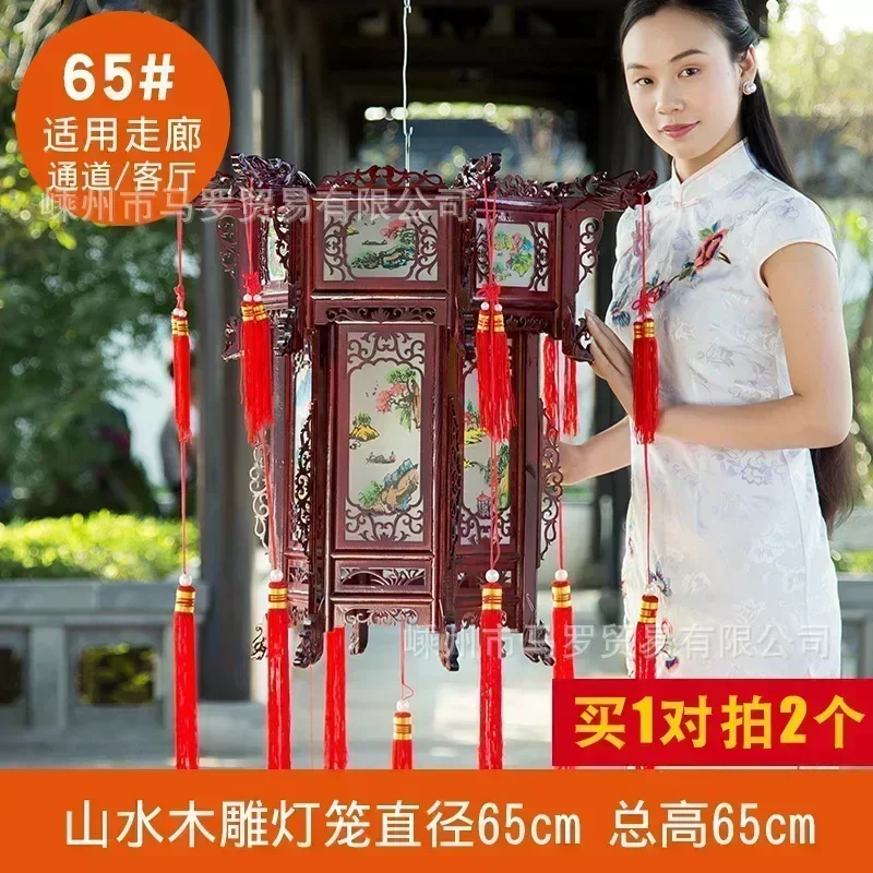 Chinese lantaarn gesneden houten paleislantaarn zeshoekig rood housewarming buiten antieke decoracion Chinese nieuwjaarsdecoraties