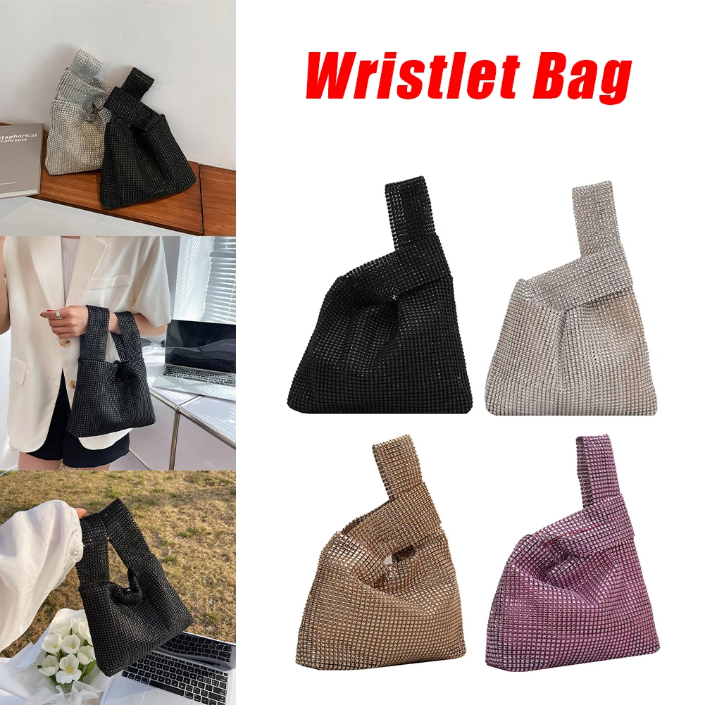 

Женская блестящая сумка-клатч на запястье, однотонная, со стразами, маленькая, роскошная, универсальная, сверкающая, для вечерних мероприятий, женская вечерняя сумочка для вечеринок
