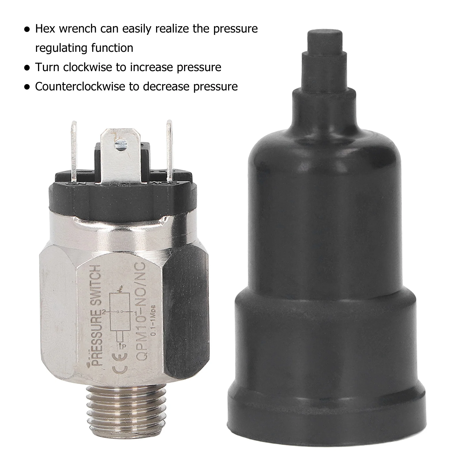 PT 1/4in Pneumatic Adjustable Diaphragm Type Pressure Control Switch Stainless Steel Rubber Pressure Switch for Pump