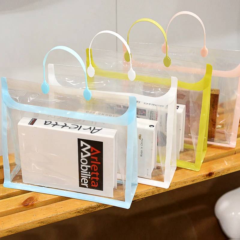 

Прозрачный водонепроницаемый пластиковый пакет 10 шт., Подарочный пакет для свадебной вечеринки, для ювелирных украшений, косметики, утолщенный пластиковый пакет с ручкой