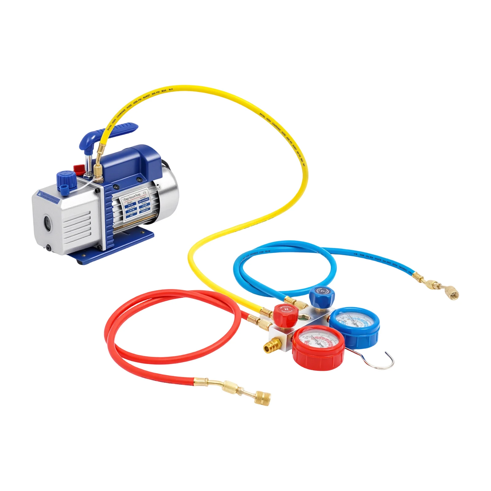 1/4HP Vakuumpumpe 2,5CFM - Klimaanlagen-Reparaturset mit Manometer & Schläuchen für R134A/R410A Geeignet für Auto/Heim-Klimaanlagen-Reparatur – Detail 14