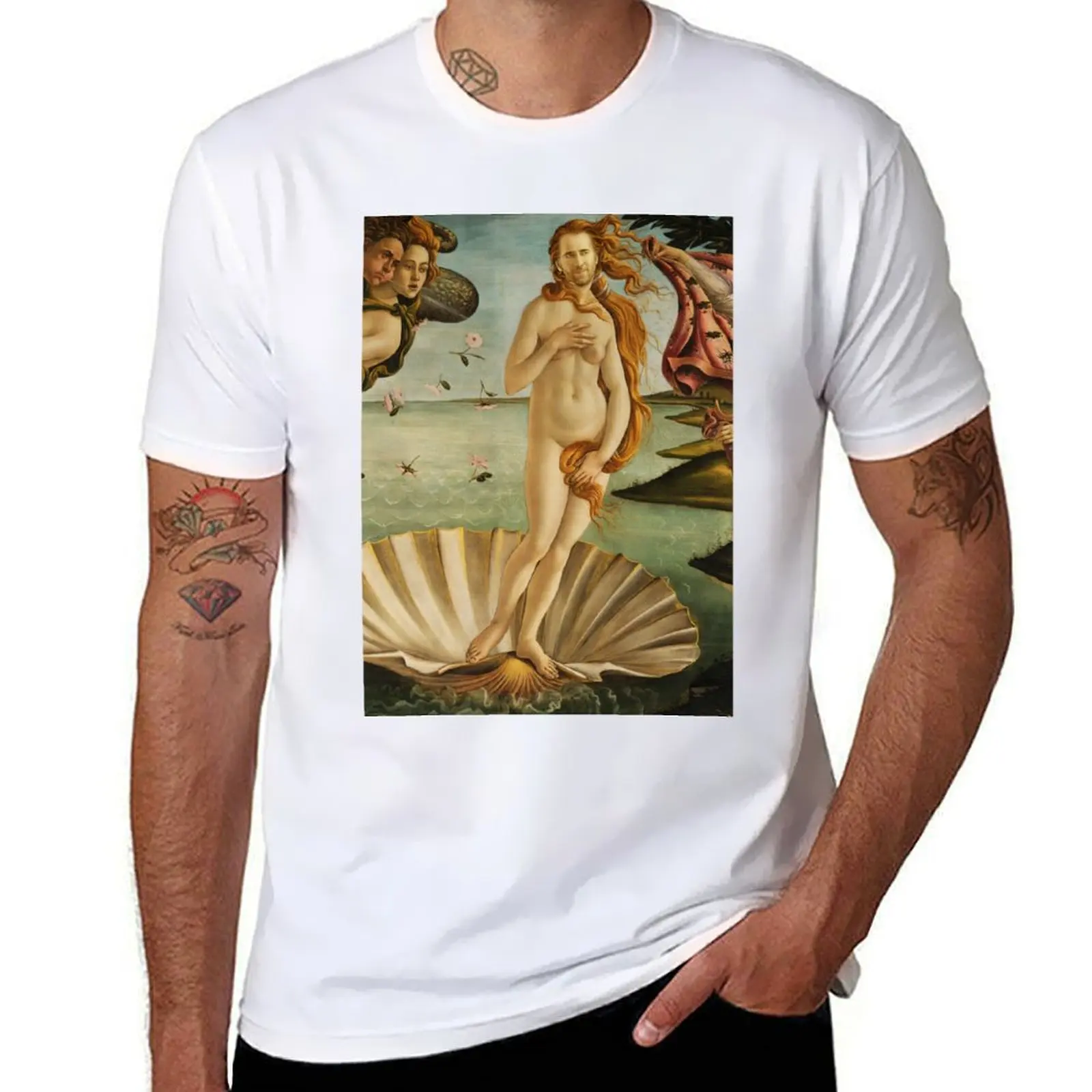 

Birth cotton Painting The (after shirts Botticelli), of T-Shirt t man t Nic for Nic Cage Cage shirts Venus printed man