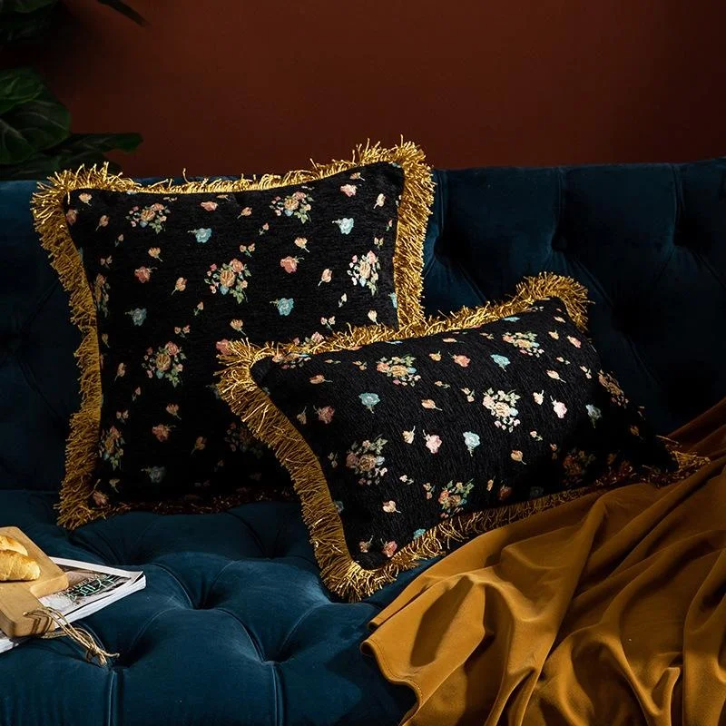 

Ретро-подушка с розами, элегантная декоративная подушка для дивана в гостиную, подушка для изголовья кровати в спальню, полиэстер