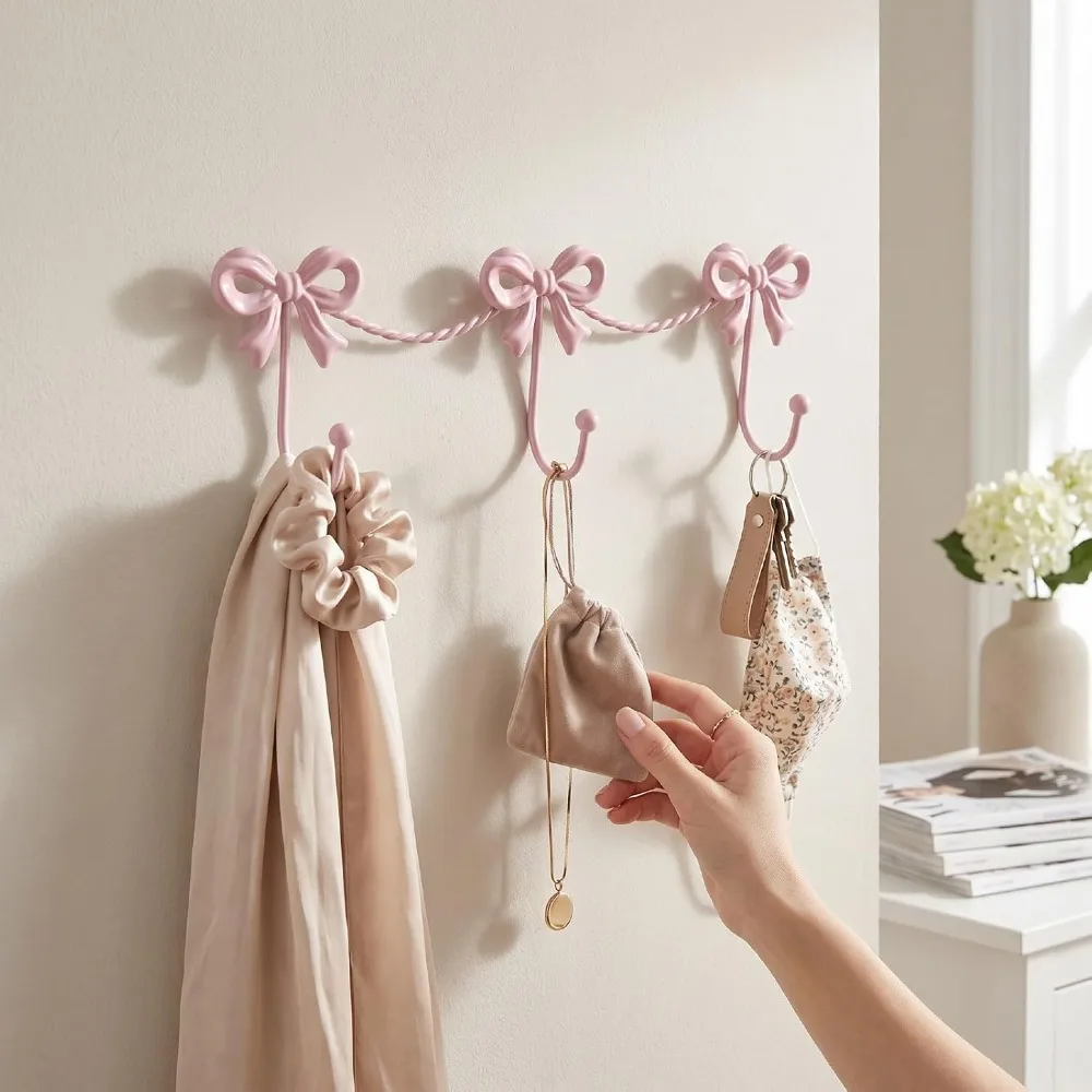 Modern Iron Wall Hooks Pink Single Bar Design Metal Wall Hooks Hanging Hooks Entryway Use