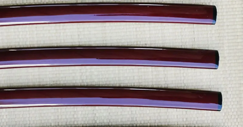 Japanische Schwertscheide, Holz-Saya-Scheide, Kirschholzfarbene Bemalung, 76cm Länge, Polyester-Seil Sageo, Samurai-Schwertscheide – Detail 5