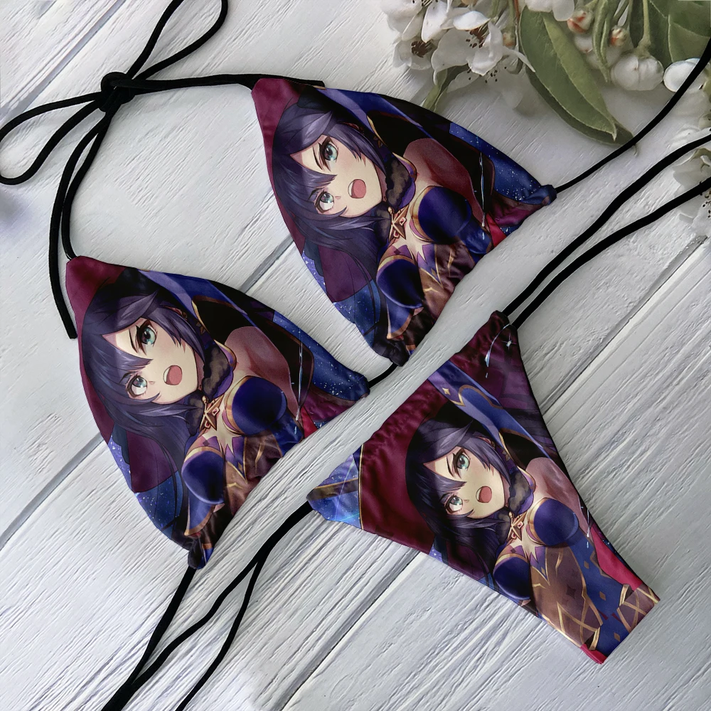 Nowe mody damskie bikini w stylu anime kreskówka anime dziewczyna wzór Kawaii strój kąpielowy dwuczęściowy nowość trend prezent świąteczny