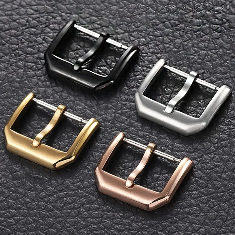 스테인리스 스틸 시계 버클, 가죽 스트랩 금속 걸쇠 실버, 블랙 로즈 골드, 교체 단추 액세서리, 16mm, 18mm, 20mm