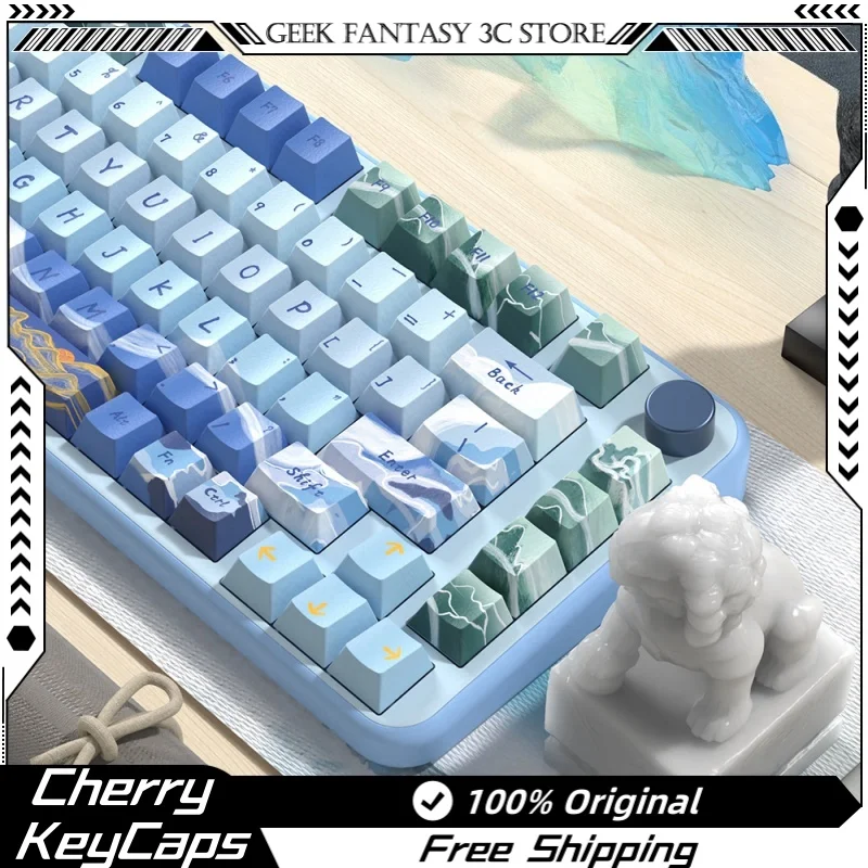 Scenic Lakes Mountain Theme Keycaps 138/158 Key Cherry Profile Pbt Thermal Sublimation Mechanical Keyboard Game Anime Keycaps