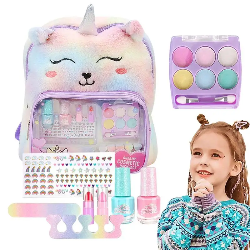 

Kids Makeup For Girl Pretend Makeup Toy Washable Cosmetic Beauty Set For Little Girls Kids Pretend Play With Make Up Bag