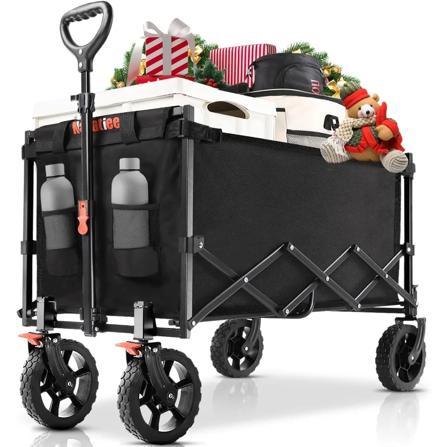 

140L Foldable Wagon Cart with Smallest Folding Design for Large Capacity Storage Ideal Utility Grocery Cart for Camping Shoppin