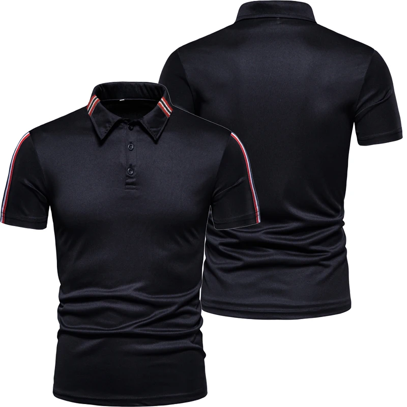 HDDHDHH Brand Spring/Summer Men's Short sleeved Polo Shirt with Solid Color Ribbon Decoration Top Fashion Slim Fit T-shirt