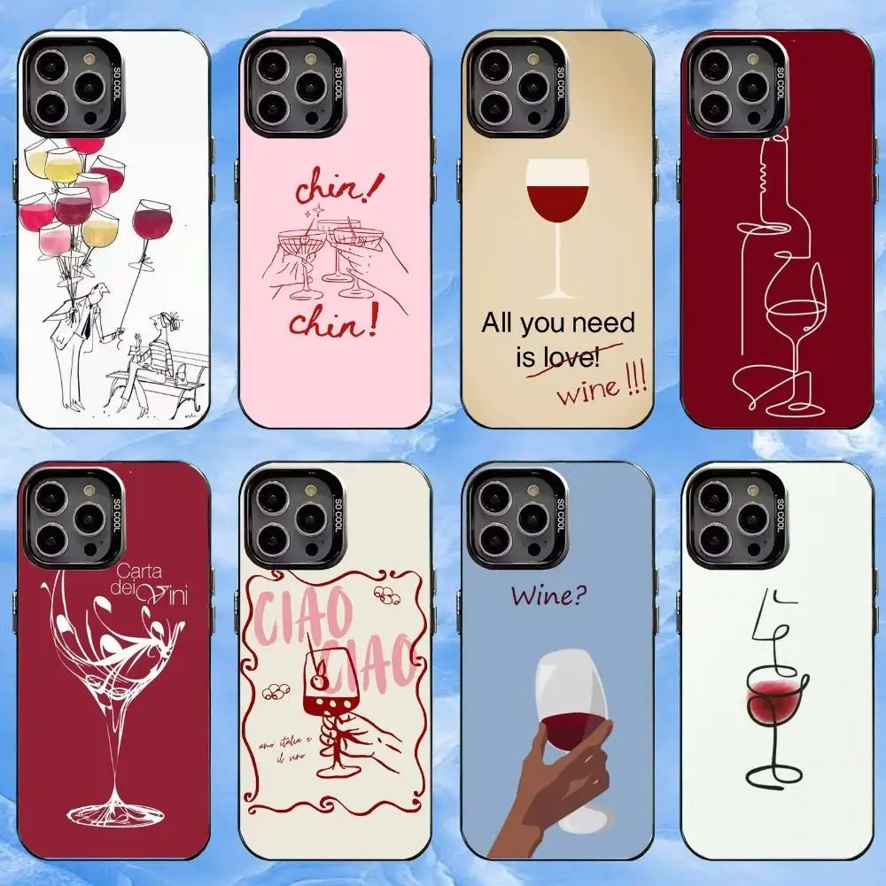 

Wine Lover Design Phone Case For iPhone17,16,15,14,13,12,11 Plus,Pro Max Black Candy silver phone case