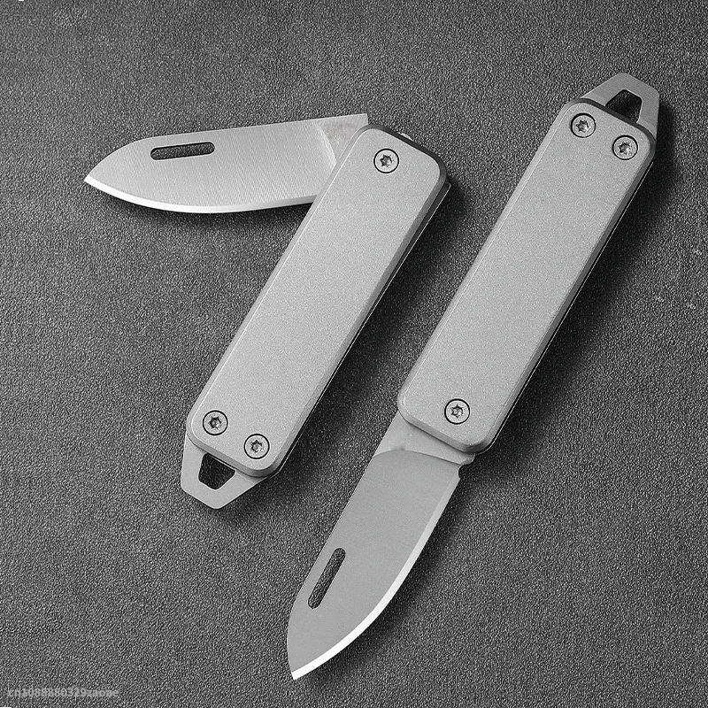 Cuchillo plegable afilado multifuncional para exteriores, mini cuchillo de supervivencia EDC de acero inoxidable, herramienta de corte de llavero