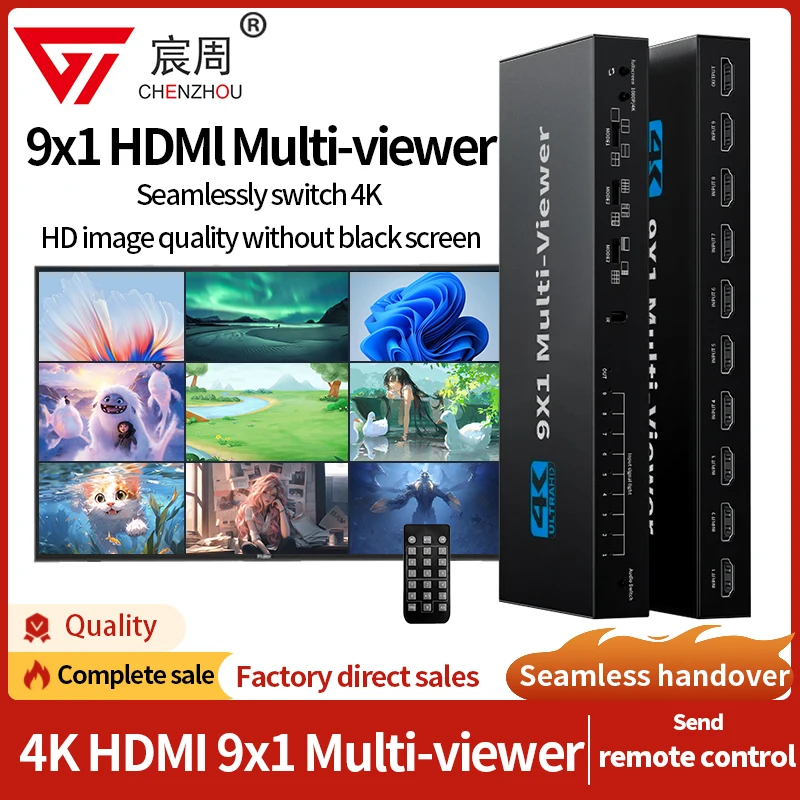 Przełącznik wieluviews 4x1 9x1 HDMI Bezszwowy ekran 4K HDMI 4 9 w czasie rzeczywistym Multi Viewer Rozdzielacz ekranu Adapter przełącznika 9 wejścia