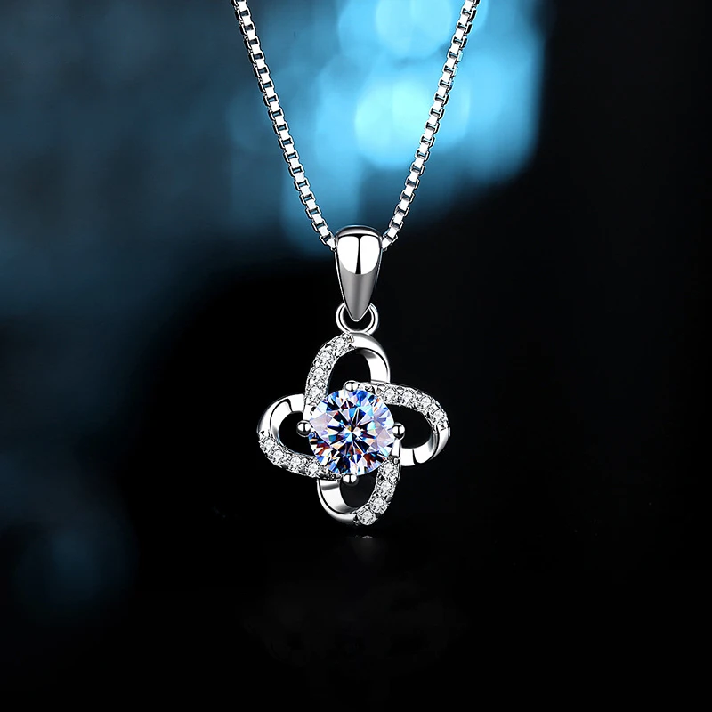 

GRA S925 Sterling Silver Moissanite Necklace for Women Small Windmill 1CT Planet Pendant with Box Chain Exquisite Jewelry