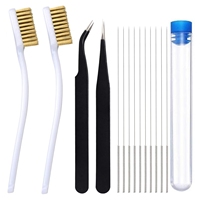 3D Printer Nozzle Cleaning Kit with Brush - 10PCS 0.4 mm Cleaning Needles, 2PCS Tweezers and 2PCS Cooper Wire Cleaning Brushes