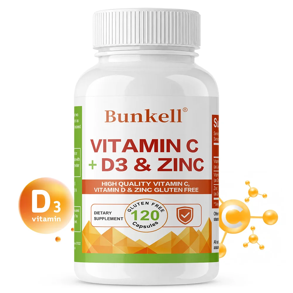 Vitamin C + Vitamin D3 & Zinc, 120 Capsules | Potent, Comprehensive Immune Support | Essential & Antioxidant Daily Supplement