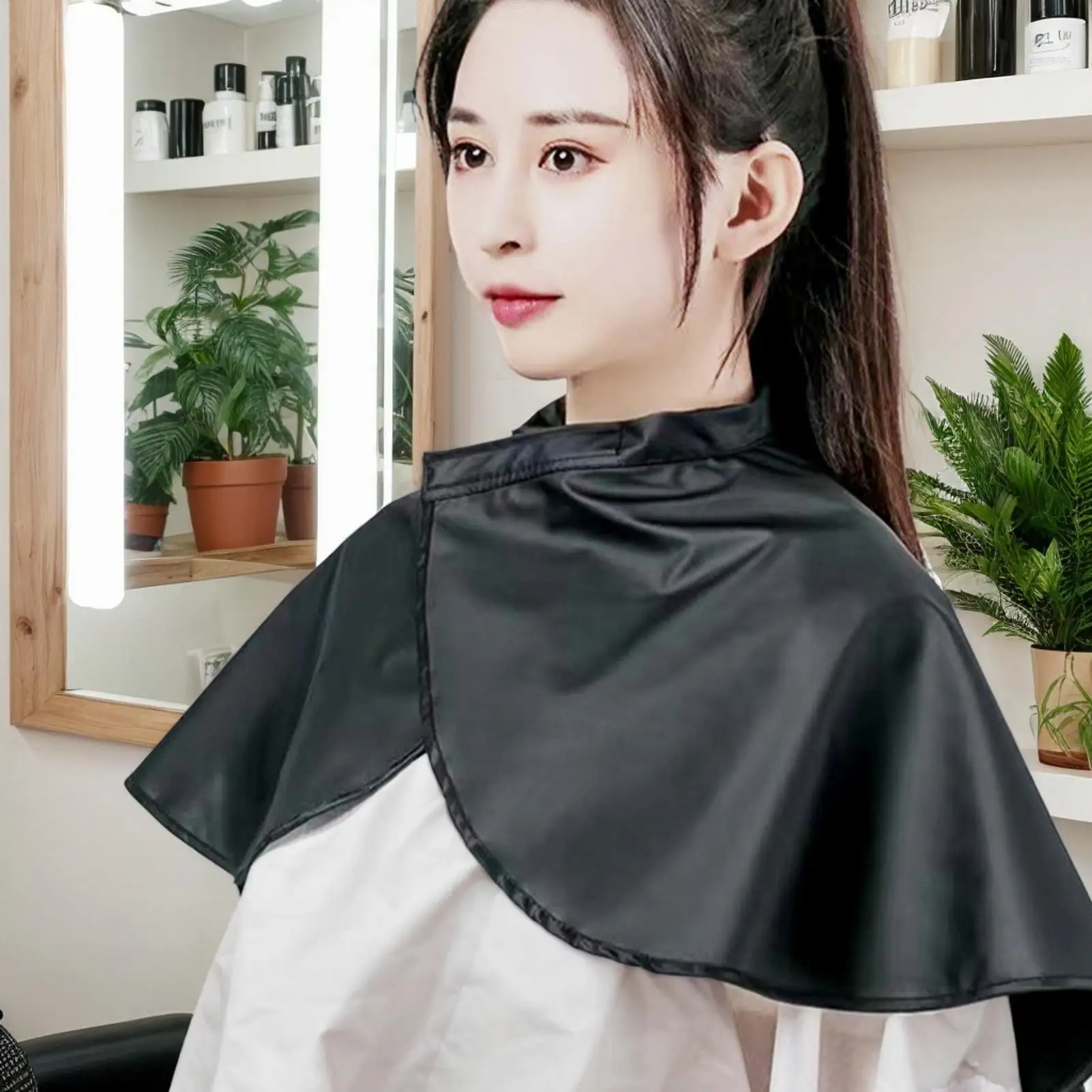 

Hair salon cape hair salon shampoo cloth bib Adjustable Hairdressing Apron Black Barber Cape Equipment for Home Salons