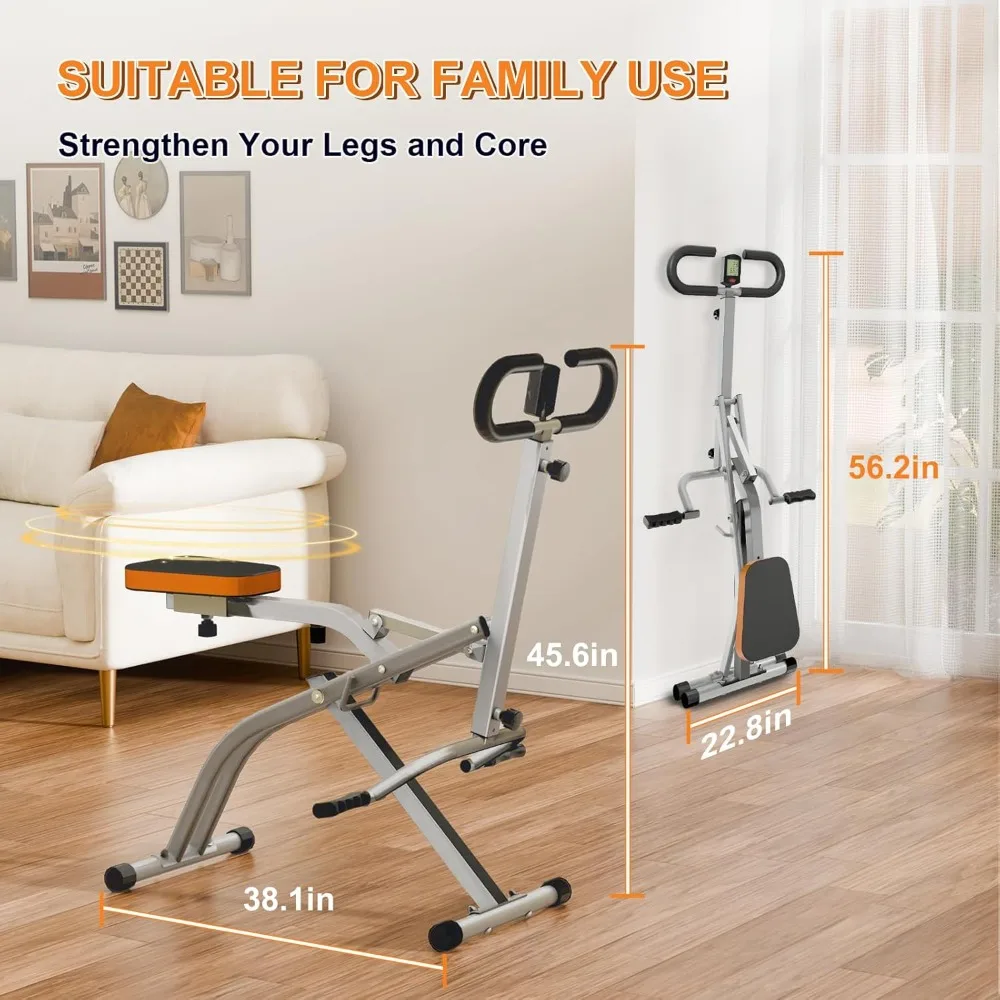 Squatmachine, Ab-trainingsapparatuur, 265 lbs laadvermogen Roeimachines voor thuis Opvouwbaar met verstelbare weerstandsbanden