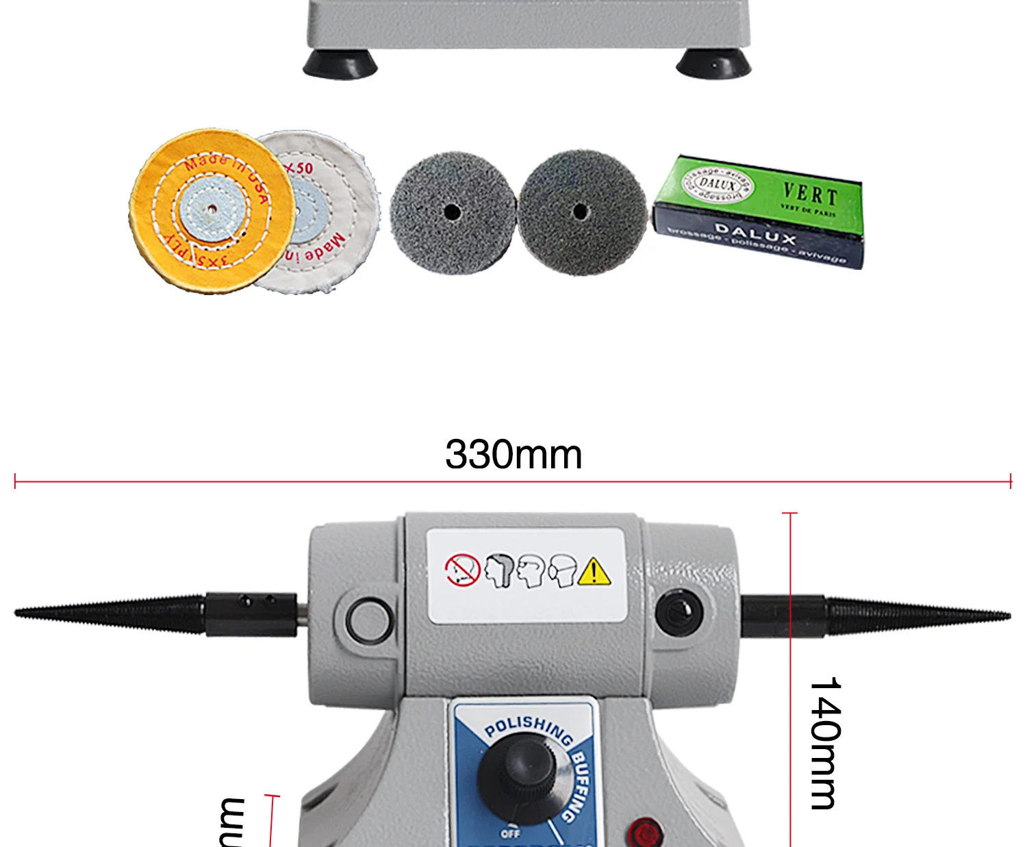 Professional Tabletop Double-Head Polisher & Grinding Machine – Adjustable Speed for DIY Jade, Jewelry & Metal Polishing