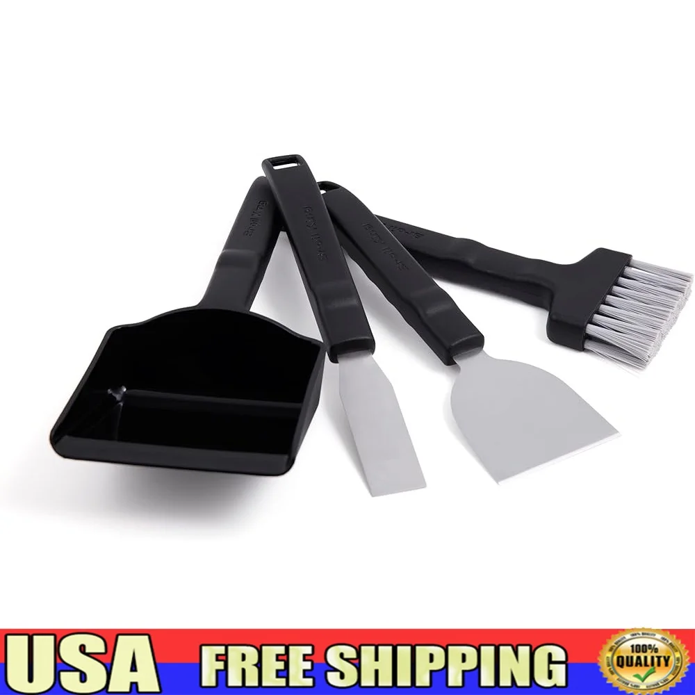 

Pellet Grill Cleaning Kit with Dustpan Sweeping Brush Stainless Steel Scrapers Gas Charcoal Grill Oven Maintenance
