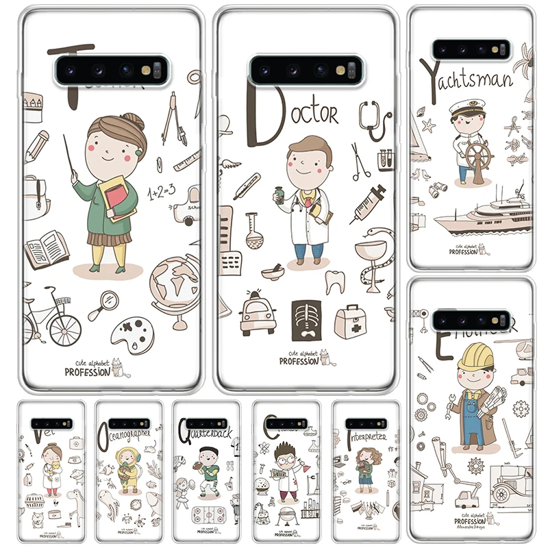 Cute Profession Teacher Doctor Cover For Samsung Galaxy S23 S22 S24 Ultra S21 Plus S20 FE Phone Case S10 + S10E S9 S8 Print Coqu