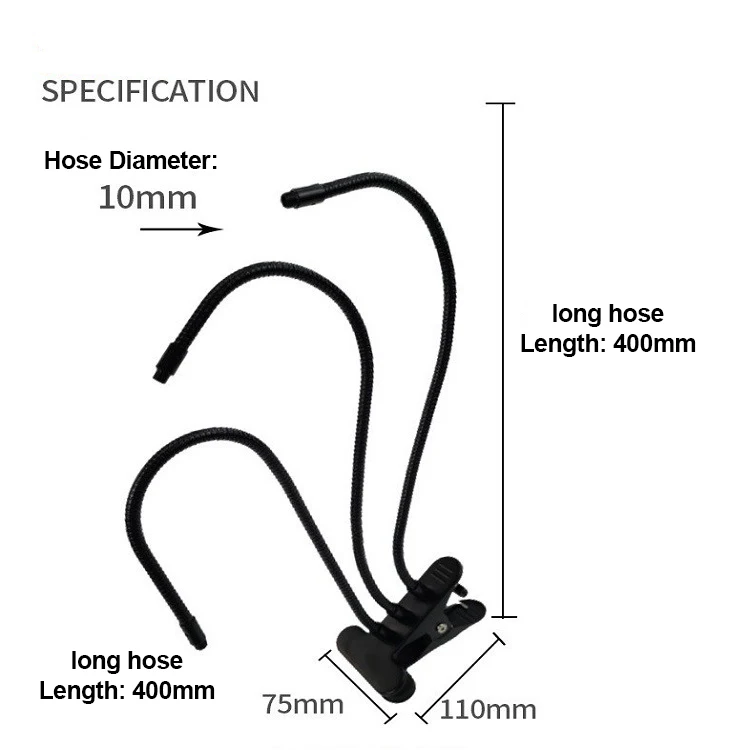 Abrazadera de manguera para lámpara de mesa, Base flexible en forma de Metal, diámetro de 10mm, tubo de aluminio de hierro, accesorios de soporte para lámpara