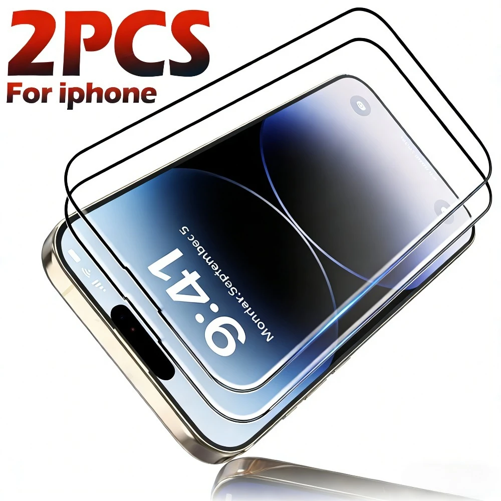 

2Pcs High Clear Tempered Glass for iPhone 17 16 15 14 Pro Air 17e 16e 15 14 Plus 13 12 11 Pro Mini Anti-Scratch Screen Protector