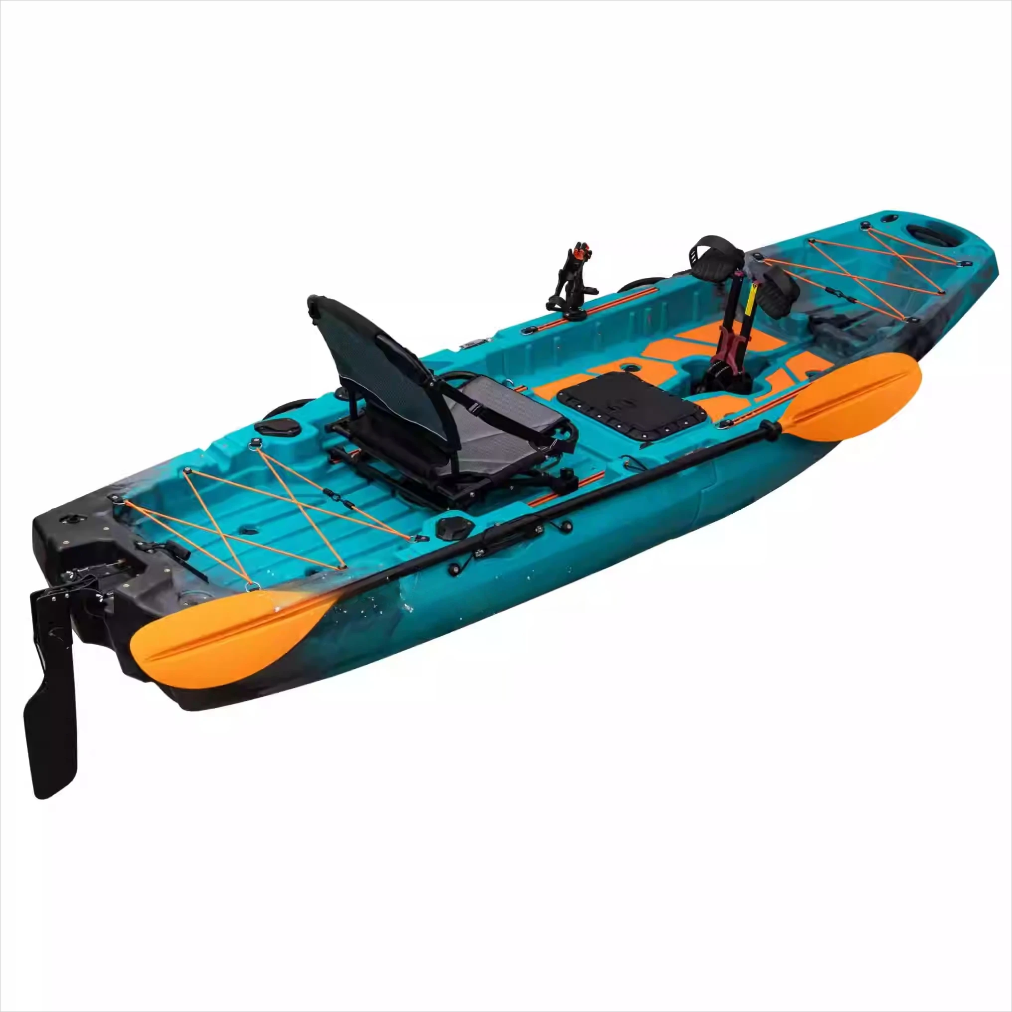 2 Sectional Modular Kayak 9.5ft Folding Plastic Boats Fishing, with Propeller Pedal Drive and Chair Canoe 290cm for 1 Person