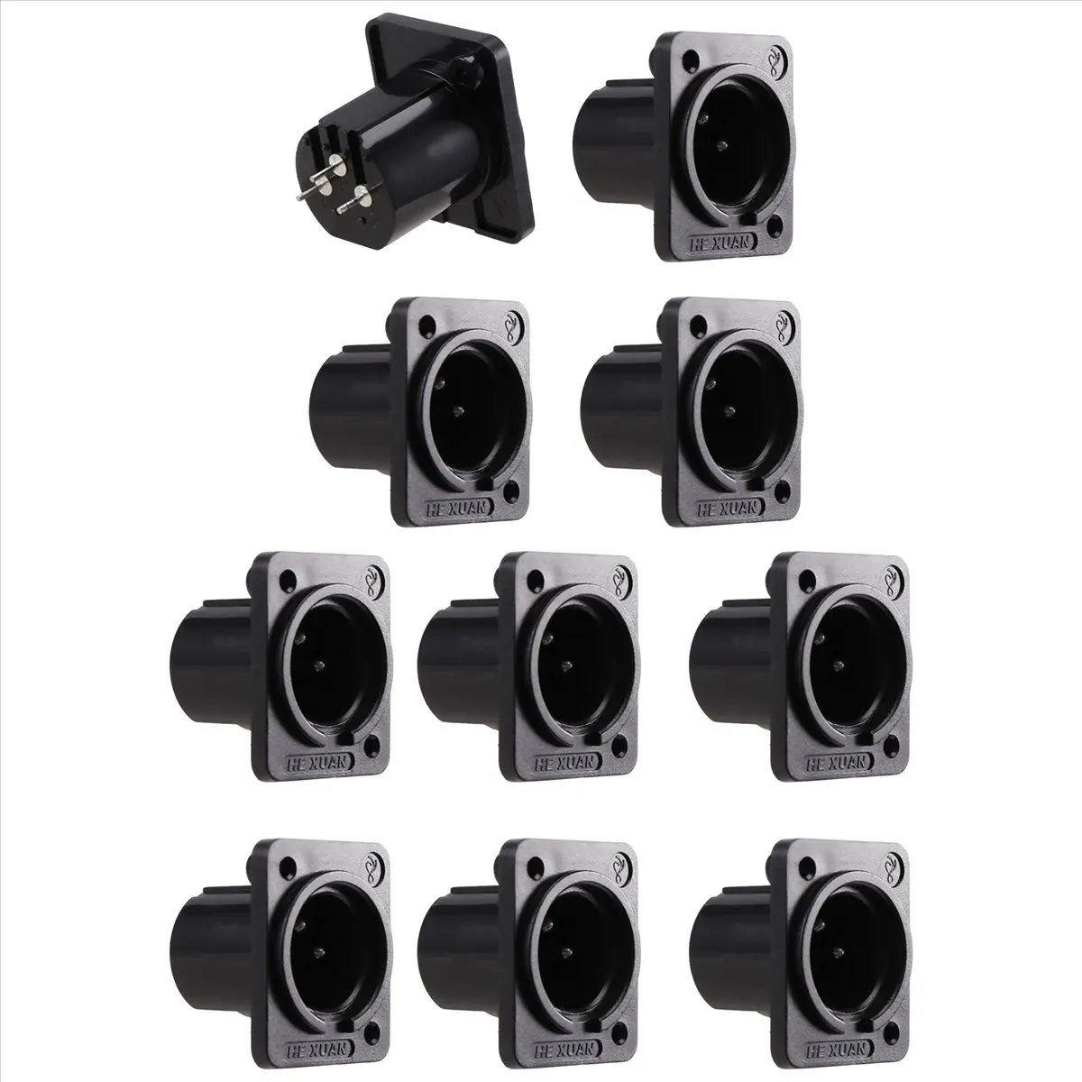 A77K XLR Male Plug Straight Terminal Panel Mounted Connector 10 Pieces - view 4