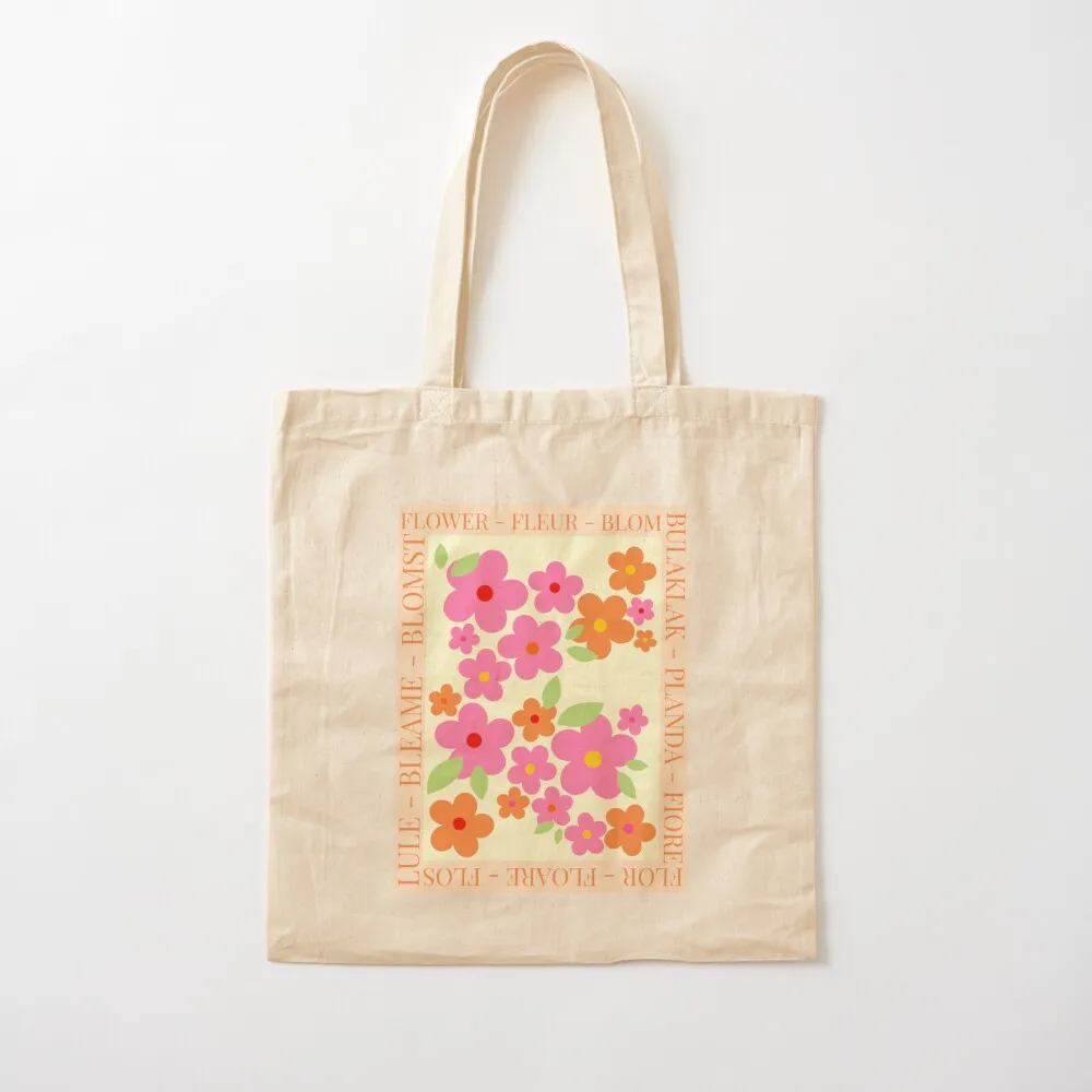 

FLOWER in different languages Tote Bag cloth bag woman Women's shopping bag Canvas Tote