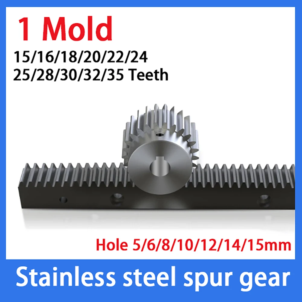 1Pc Type 1 15T-35T Stainless Steel Spur Gear 1 Mold Metal Mechanical Transmission Motor Small Gear Process Hole 5/6/8/10/12/15mm