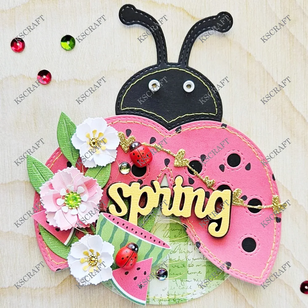 KSCRAFT Ladybug Mini Album Cutting Dies Stencils for DIY Scrapbooking Decorative Embossing DIY Paper Cards