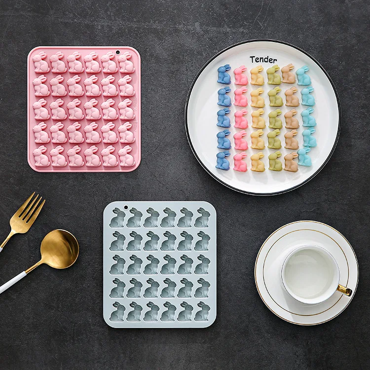 

30-hole Rabbit Shape Chocolate Mold Ice Grid Fudge Epoxy Baking Mold Cake Silicone Mold Cute Animal Cake Decoration Accessories