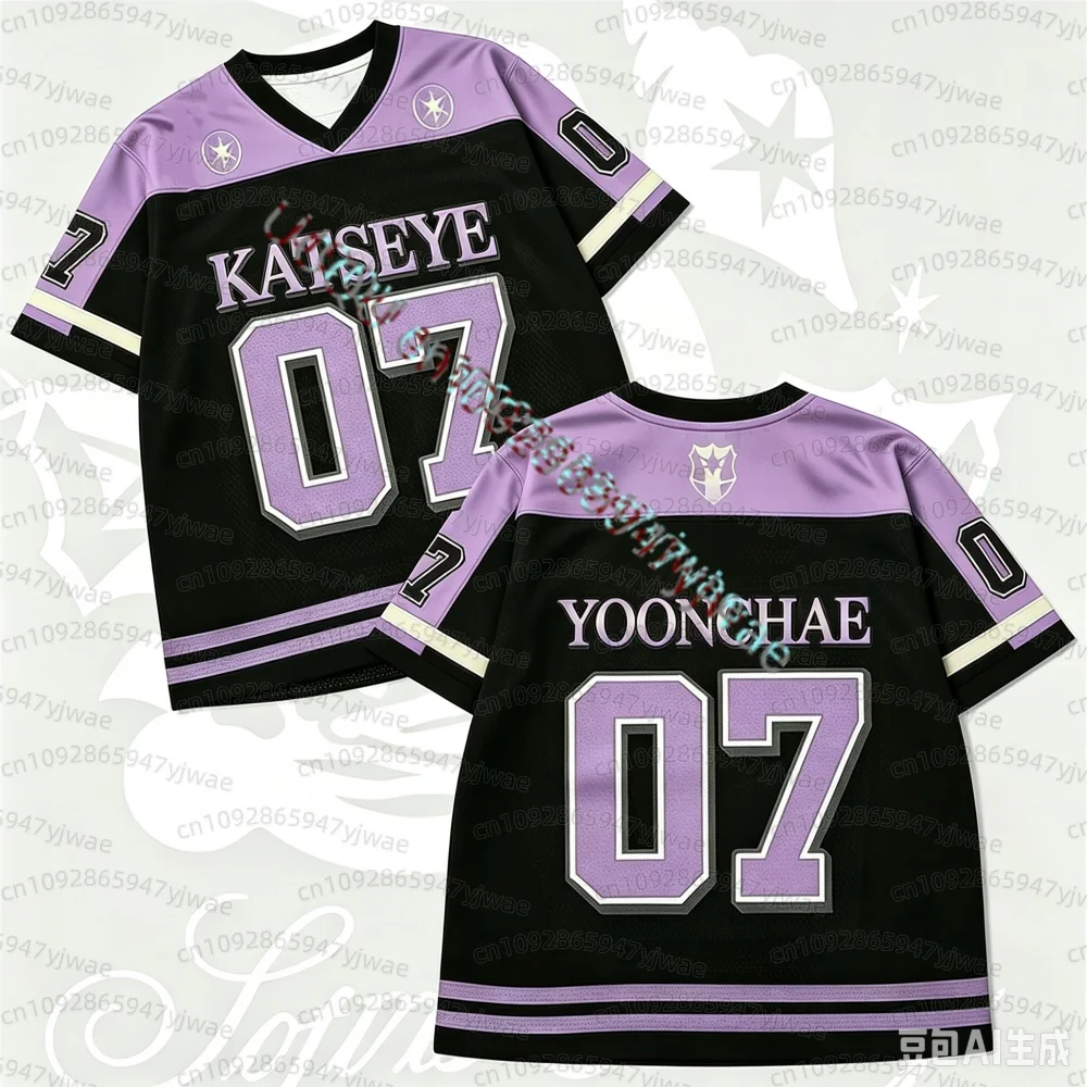 2026 KATSEYE Konzert Unisex Jersey Locker Sitzende Modische Yoonchae Lara&Sophia Daniela Fans T-Shirts Sommer Herren Damen Strand T-Shirts – Detail 6