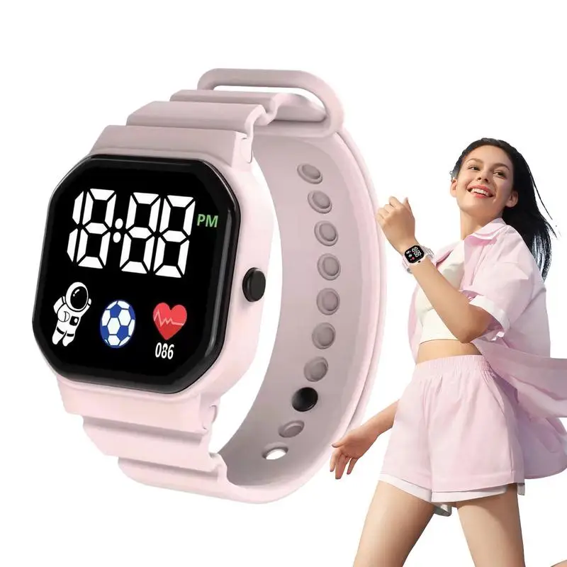 นาฬิกาดิจิตอลกีฬานาฬิกาดิจิตอลสําหรับเด็กสบายกีฬานาฬิกา LED กันน้ําซิลิโคนสําหรับเด็กผู้หญิงผู้ชาย