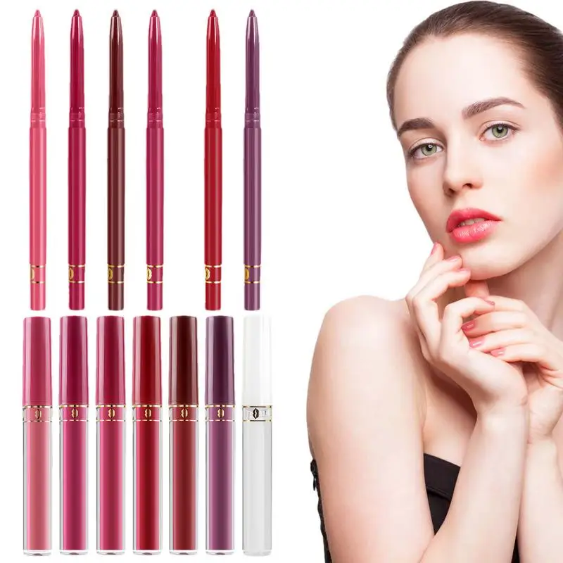 Lip Liner Set  18 Colors Lip Liner Velvet Matte Lipsticks Lip Gloss Waterproof Long Lasting Lip Liner Cosmetics Lip Makeup