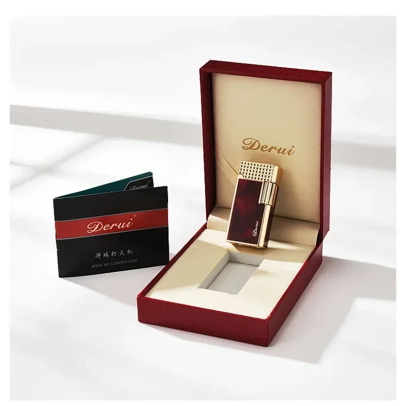 2024 New Derui Metal Langsheng Kerosene Lighter High-end Lighter Narrow Version Mini Side-sliding Open Flame Lighter