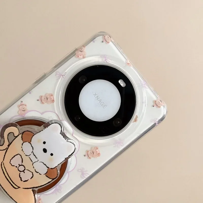 Корейский милый кофейный щенок для телефона Magsafe, магнитная подставка Griptok для IPhone, забавный складной чехол для беспроводной зарядки, держатель