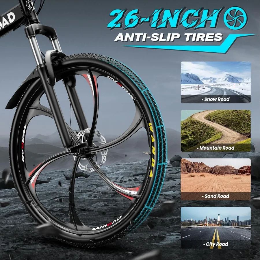 26 دراجة جبلية قابلة للطي للبالغين والمراهقين 21 سرعة تعليق كامل مع إطار فولاذي عالي الكربون فرامل قرصية مزدوجة سريعة الإصدار
