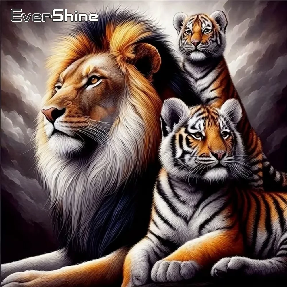 EverShine Neuerscheinung Diamant-Malerei Tiger Tier DIY Stickerei Vollquadrat Runde Diamant-Mosaik Löwe Dekoration für Zuhause