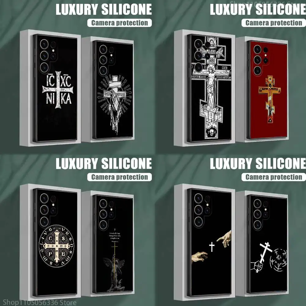 

Orthodox Cross Icon Phone Case For Samsung S25,S24,S23,S22,S21,S20,S10,Ultra,Plus,Lite,FE,Soft Silicone Black Cover