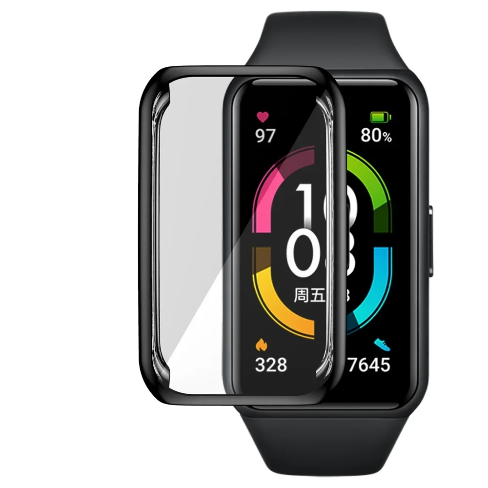 Full Screen Protector Cases For Honor Band 6 Watch Case Soft TPU Protective Cover For Huawei Band 6 Bumper Silicone Strap
