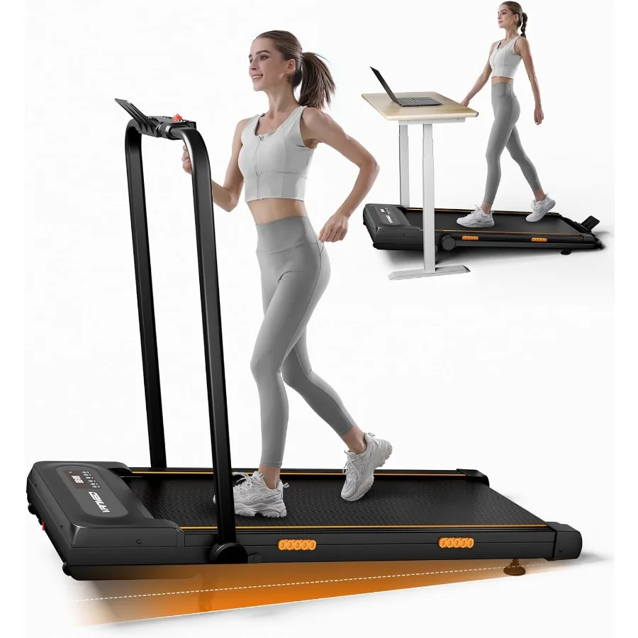 وسادة مشي محمولة تحت المكتب مع ميزة مائلة تلقائية وجهاز تحكم عن بعد للاستخدام المنزلي والمكتب، جهاز مشي قابل للطي بقوة 3 حصان مع مصباح LED