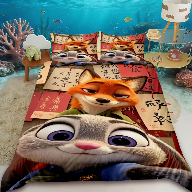 

Judy Nick Zootopia Duvet Cover Zootopia Anime with 2 Pillowcase Bedding Set Bedroom Decor Teens Gifts Queen King Full Size