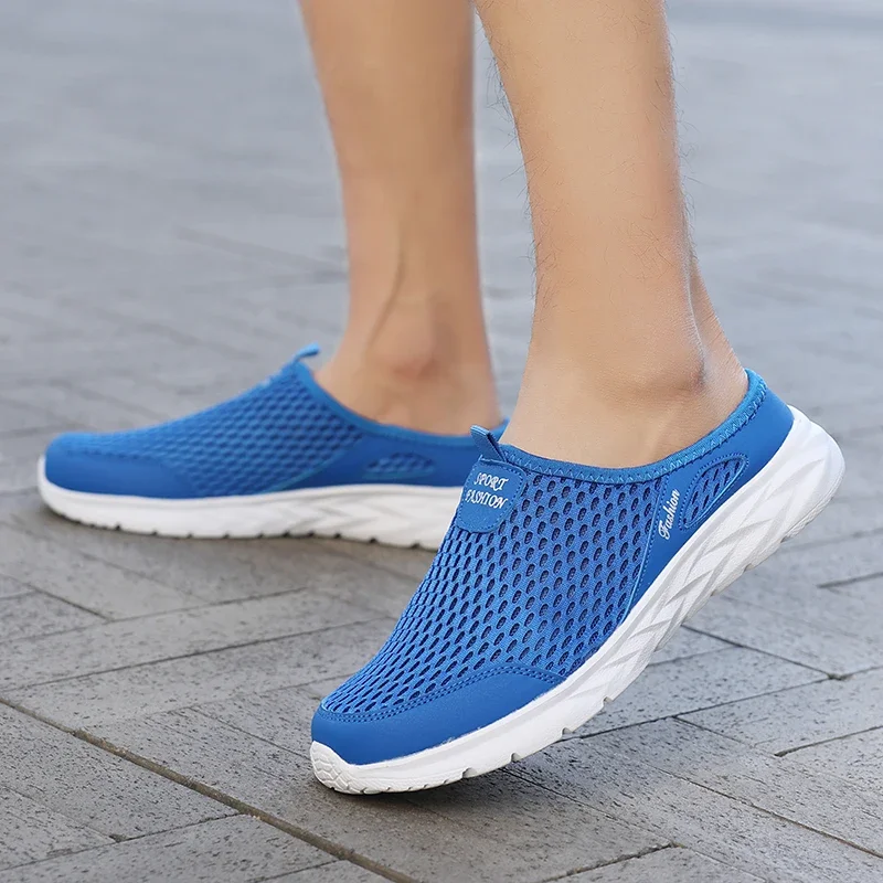 YRZL Herren Halbe Hausschuhe Sommer Atmungsaktive Mesh Herren Schuhe Outdoor Casual Wanderschuhe Slip on Flache Leichte Mesh Hausschuhe Sandalen – Detail 7